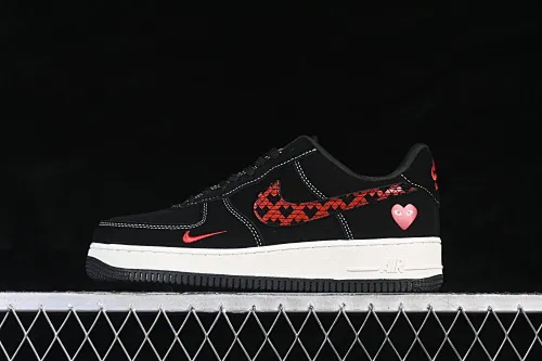 All categories Nk Air Force 1 Air Force series Nk Air Force 1 Low Air Force low-top Nike Air Force 1'07 Low Rei Kawakubo co-branded matte black and red love Air Force 1 low-top casual sneakers LD1999-007